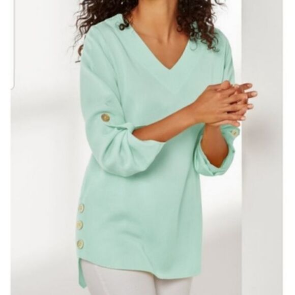 Soft Surroundings mint green tencel top tunic size S - Picture 1 of 9